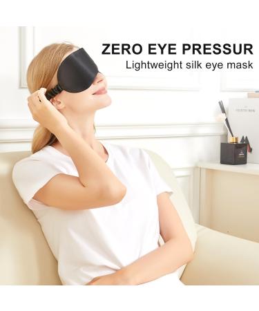 Premium Silk Sleep Eye Mask - 22 Momme 100% Light Blocking Comfortable & Adjustable - Ideal for Men & Women - Travel Essential - Black - Buy Online on GoSupps.com