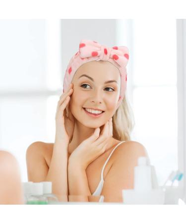 Tonyg-P 4 STE SPA Headband & Makeup Brush Set - Soft Coral Fleece Elastic Bowknot Ideal for Women's Shower Face Wash & Skincare - Buy Online on GoSupps.com