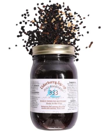 Just Goodness 333 Organic Elderberry Syrup (16 Fl Ounces) Immune Support for Adults & Kids | All-Natural Antioxidant-Rich Sambucus Elderberry Supplement - Buy Online on GoSupps.com