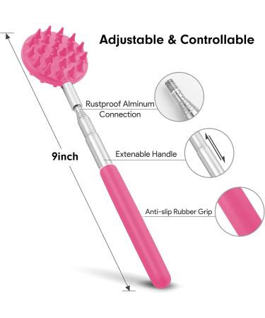 Telescoping Back Scratcher with 3 Detachable Heads | Extendable Bear Claw/Rake Scratcher | Pink | Tukuos - Buy Online on GoSupps.com