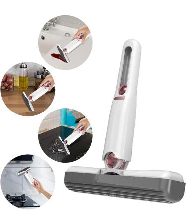 Mini Mop - Mini Portable Short Mop Self-Squeeze Glass Wiper | Household Cleaning Tools for Kitchens Living Rooms Bathrooms Wet and Dry Use Hand Wash-Free Sponge Head - Buy Online on GoSupps.com