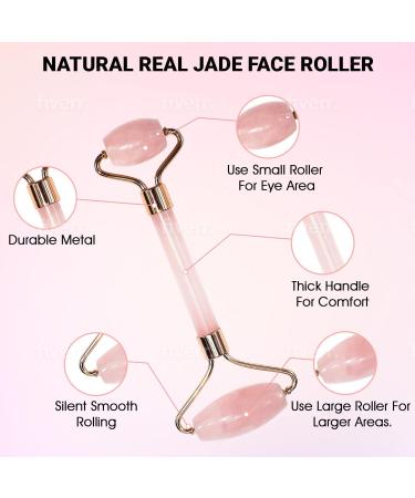 Buy Rose Quartz Roller & Gua Sha - Facial Beauty Tools for Skin Care Relaxation & Anti-Aging - Buy Online on GoSupps.com