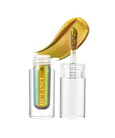 DE'LANCI Metallic Eyeshadow  Intense Multicolor Shifting Liquid Eyeshadow  Long-lasting With No Crease  Highly Pigment Chameleon Metallic Eyeshadow Liquid Makeup Christmas  1.6g (01 SUNSHINE)