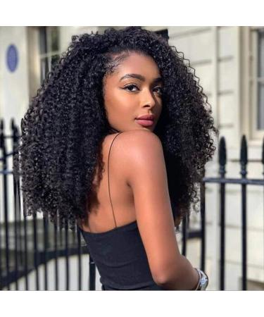Long Loose Curly Glueless Lace Front Wigs for Women Heat Resistant Fiber Synthetic Hair with Baby Hair 180 Density 22 inch Black