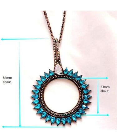 Magnifying Glass Necklace Blue Magnifyinglass Pendant Necklace 5X Reading Newspaper Hanging Magnifyinglass to Send Elderlyifts Suitable for The Elderly - Buy Online on GoSupps.com