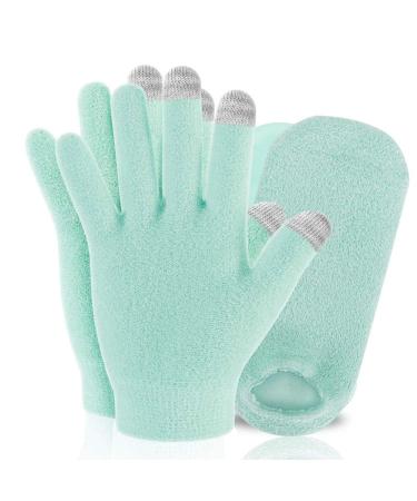 Codream Touch Screen Moisturizing Spa Gloves and Socks Set Gel Gloves and Socks Heal Eczema Cracked Dry Skin for Repair Treatment (Fuzzy Green)