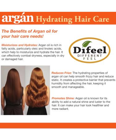 Difeel Argan Oil Leave in Conditioner Hair Spray 6 oz - for Dry Frizzy Hair - Deep Hydration Detangling Frizz Control Sulfate Paraben Phthalate Free - Buy Online on GoSupps.com