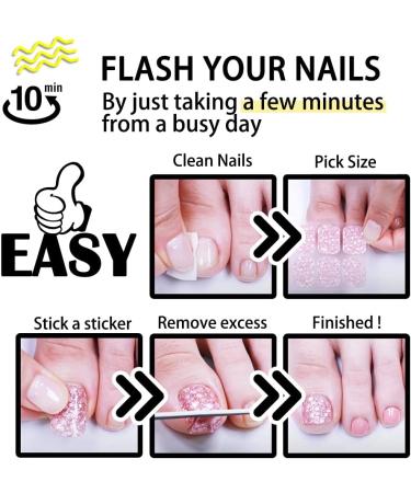 NAILDOKI Nail Stickers 12 Sheets x 22 Pieces - Self-Adhesive Gel Nail Wraps for Women and Girls - F-01 Design - Buy Online on GoSupps.com