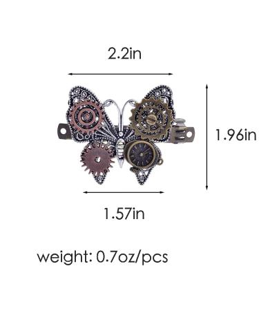 ZHOUMEIWENSP Goth Metal Butterfly Hair Clips - Steampunk Gear Wings, Punk Vintage Hair Accessory for Women and Girls - Buy Online on GoSupps.com