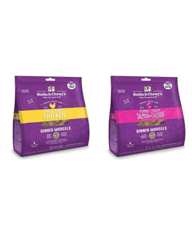 Stella & Chewy's Freeze-Dried Raw Cat Food | Chick Chick Chicken + Yummy Lickin' Salmon & Chicken Recipe (18 oz Bags)