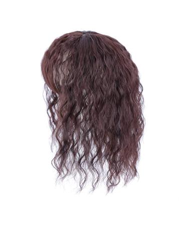Synthetic Curly Wavy Clip-in Hairpiece with Bangs - 14 Dark Brown | International Shipping Available - Buy Online on GoSupps.com