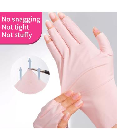 GEN'C B AUTY Anti UV Gloves Anti UV Light Fingerless Manicure Gloves Multicolors 1 pair Pink - Buy Online on GoSupps.com