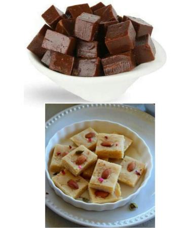 Two Different Types Of Delicious Indian Traditional Sweets Raksha Bandhan Marriage Diwali Holi Ganesh Chaturthi Festival Treat For Family & Friends (2 375g Each) (Green Pista Barfi & Milk Cake) Green Pista Barfi And Milk Cake - Buy Online on GoSupps.com
