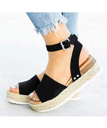 Wedge Sandals for Women - Vintage Slingback Peep-Toe Beach Shoes | Comfortable & Breathable Ankle Strap Footwear - Buy Online on GoSupps.com