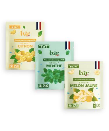 LXIR DRINK Flavored Water in Sugar Free Tablets - Multivitamin Drink - Rich in Vitamins C and B - Daily Hydration - Skin Beauty - Vitality - 36 a - Lemon/Mint/Melon