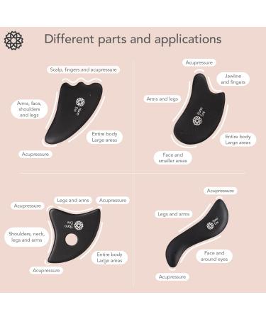 Large Gua Sha Massage Set - 4Pcs - Facial Stones for Skincare & Therapy - Scraping Tools with E-Book - Bian Stone Gu Sha - Buy Online on GoSupps.com