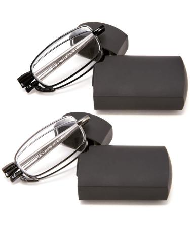 DOUBLETAKE Reading Glasses - 2 Pairs Folding Readers Includes Glasses Case 1.50x