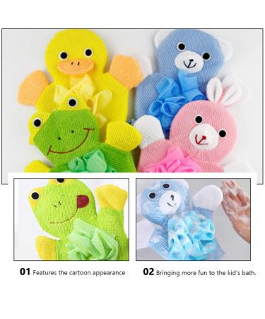 EXCEART 4pcs Kids Wash Gloves Bath Sponge Mitt Set - Children's Puppet Shower Loofah Gloves - Buy Online on GoSupps.com