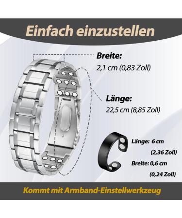 Buy Vicmag Magnetic Bracelet for Men - Three Rows Titanium Steel with Folding Clasp & Adjustment Tool - Silver - Buy Online on GoSupps.com