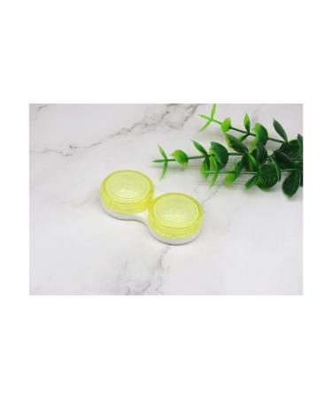 Owlkay lens storage container contact lens container mini box container contact lens container simple women colored contact lens box eyes contact lens container (color: pink) (color: geel)