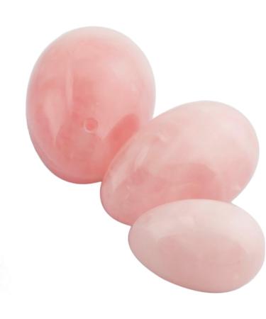 Rose Quartz Yoni Eggs & Ben Wa Balls Set - Pelvic Floor Trainer - 3 Sizes - Postpartum Relaxation & Bladder Exercise - Buy Online on GoSupps.com