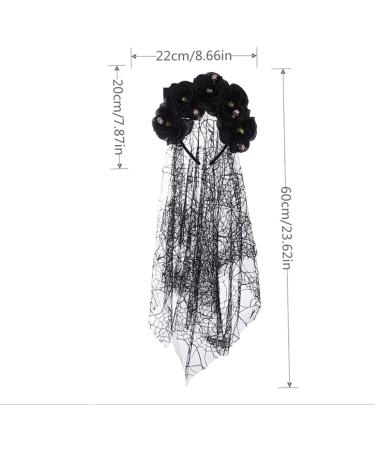 Prosy Halloween Rose Flower Headband Black Veil Horror Skull Costume Gothic Bride Veil Fancy Dress Headwear Accessories for Girls (Black) - Buy Online on GoSupps.com