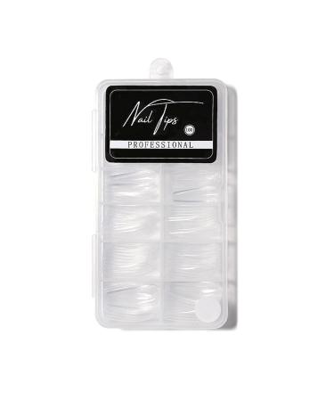Sunydog 100Pcs fake nails tips clear acrylic nail tips full cover half cover wrong nails artificial nails coffin-shaped ballerina nail tip for nail studios and DIY nail art 10 sizes