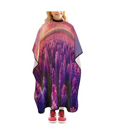 Flowers Purple Hyacinth Barber Cape Professional Haircut Apron Cute Hair Cutting Cape for Boys Girls