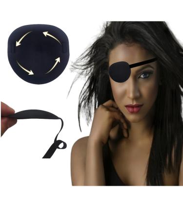 Monocular Adjustable Soft Comfortable Black Eye Patch Washable Amblyopia Medical Eye Patch Pirate Suit for Adults and Children regardless of Left and Right Eyes (1)
