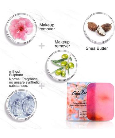 JulieSack Natural Organic Sakura Skin Repairer Handmade Exfoliating Soap Bar - 100g | Anti Glycerine Aging and Wrinkle Agent |Prevent Acne Pores Spots Blackhead | Facial & Body Cleaner - Buy Online on GoSupps.com