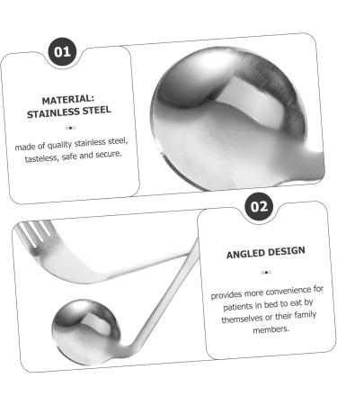 Left Hand Cutlery Flatware Self-Feeding Spoon Adaptive Blending Fork Dinner Auxiliary Spoon Angled Assist Tableware Angled Spoon for Patients Elder Bevel Elbow - Buy Online on GoSupps.com