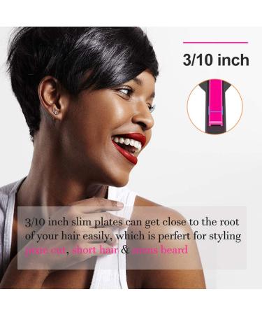 Terviiix Pencil Flat Iron - Mini Hair Straightener for Short Hair, Beard, Pixie Cut - Ceramic Tourmaline, Dual Voltage, Adjustable Temperature - Pink - Buy Online on GoSupps.com