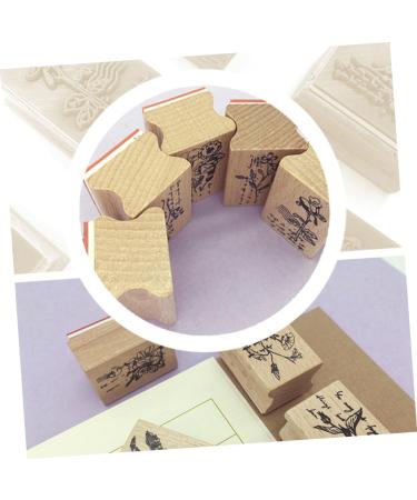 Lurrose 12 Pcs Vintage Decor Plant Vintage Stamps Wood Seal Stamp Ink Child Fleeting Time - Buy Online on GoSupps.com