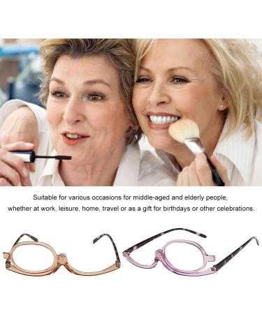 Bavooty Makeup Reading Glasses - Rotatable Single Lens Presbyopia & Hyperopia Solutions for Women - Brown 2.00 - Buy Online on GoSupps.com