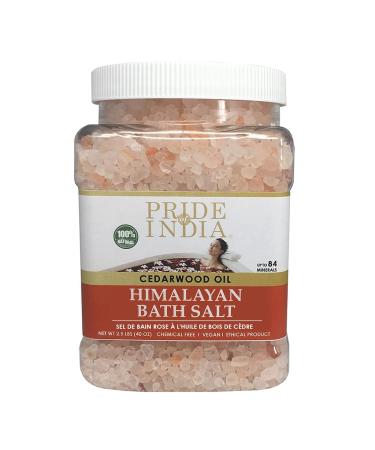 Pride Of India - Himalayan Pink Bathing Salt - Enriched w/Cedarwood Oil and 84+ Natural Minerals  2.5 Pound (40oz) Jar - Bath Salts  Bath Salts for Women and for Men  Himalayan Pink Bath Salt w/ Cedarwood Oil 2.5 Pound J...