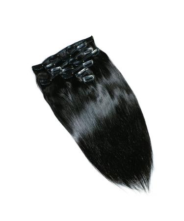 Mila 18 Clip-In Extensions | 100% Remy Straight Human Hair - Natural Black 1B 120g 8 Wefts - Buy Online on GoSupps.com