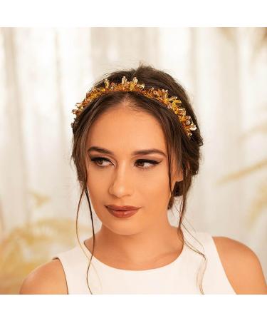 IYOU Vintage Crystal Headbands Gold Rhinestone Hair Bands Beads Bridal Wedding Hair Accessories for Women - Buy Online on GoSupps.com