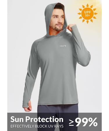 Baleaf Men's Sun Protection Hoodie Shirt UPF 50+ Long Sleeve Lightweight Rash Guard SPF T-Shirt - Gray, Medium - Buy Online on GoSupps.com
