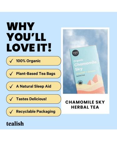 Tealish - Organic Chamomile Sky Herbal Tea Sachets 15 Biodegradable Tea Bags - Organic Herbal Tea Bags - Chamomile Tea with Turmeric for Sleep and Relaxation - Buy Online on GoSupps.com