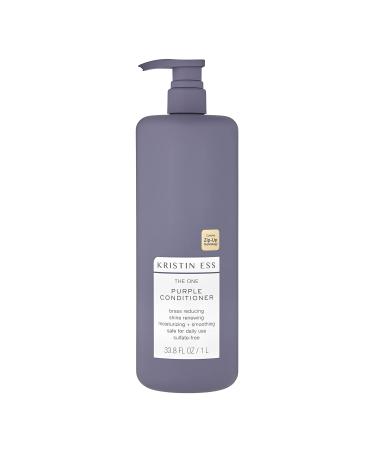Kristin Ess Hair The One Purple Conditioner - Toning for Blonde Hair  Neutralizes Brass + Yellow Tones  Moisturizing Conditioner  Keratin Safe  33.8 fl oz