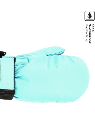 Highcamp Kids Waterproof Winter Snow Ski Mitten Gloves with Zipper - Aqua, M (6-8 Y) - Buy Online on GoSupps.com