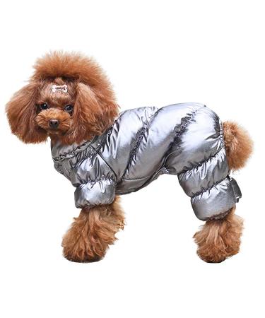 PET ARTIST Winter Puppy Dog Coats for Small Dogs,Cute Warm Fleece Padded Pet Clothes Apparel Clothing for Chihuahua Poodles French Bulldog Pomeranian Chest:14, Back Length:11.5 Silver