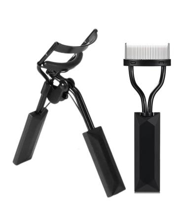 Women Eyelash Comb Curler with Dense Metal Teeth Stainless Steel Lash Separator Set Portable Manual Eye Lashes Curling Tool for Girls Easy-to-clean Black 1pc 1pc Black