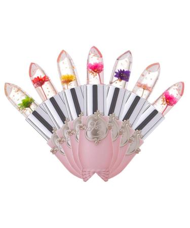 6PCs Color Change Lip Balm - Transparent Moisture Cream with Rosa Crystal Jelly Flowers | Magic Lipstick for Hydration & Temperature Change - Buy Online on GoSupps.com