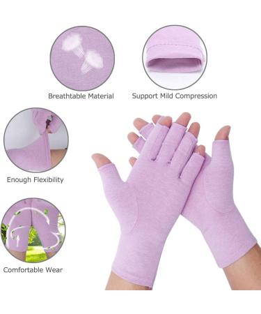 Rheumatoid Arthritis Compression Gloves Fingerless Joint Pain Relief - Purple (S) - Buy Online on GoSupps.com