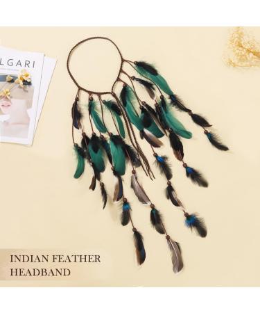 Zoestar Boho Feather Headband Indian Tribal Headpiece Feathers Tassel Hippie Headdress Festival Costume Hair Accessories for Women and Girls (A) - Buy Online on GoSupps.com
