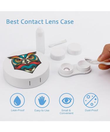 Psychedelic Owl Contact Lens Case - Cute Portable Round Storage Box with Mirror for Travel & Daily Use - Buy Online on GoSupps.com