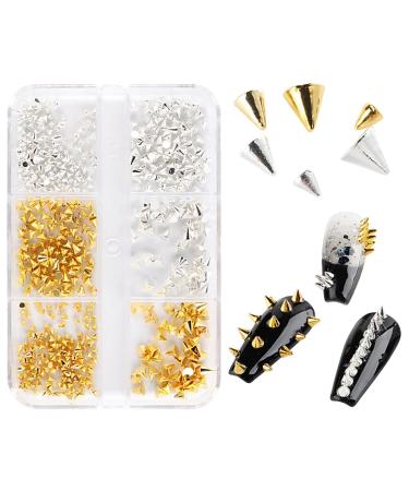 Mini metal rivet punk nail charms gold silver street stones nails Charm cone spikes nail jewelry glittering stones nail art studs nail stones alloy nail trailer rhinestones nail design accessories