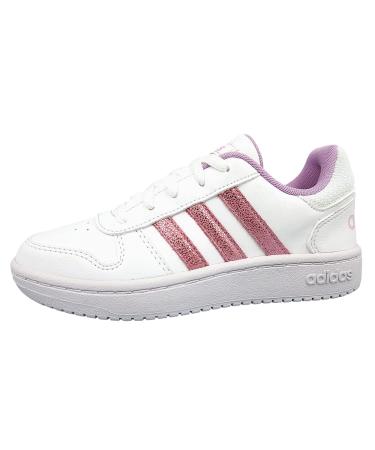 adidas Unisex Kids Hoops 2.0 K Fitness Shoes 36 2/3 EU Ftwr White Clear Lilac Grey Two