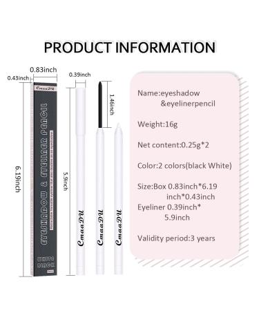 KARNAR 2 Pcs Black + White Mechanical Eyeliner Pencil Set | Waterproof Eye Brightener for Color Stay Makeup | Built-in Sharpener, Ultra-Fine Tip - Buy Online on GoSupps.com